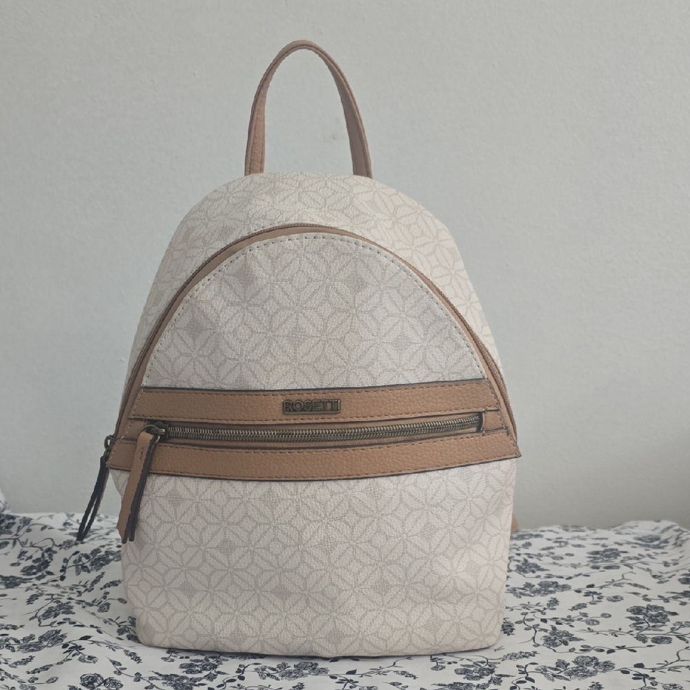 Rosetti Cream and Tan Backpack with Elegant Two-Tone Design